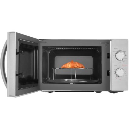 Sencor - Mikroaaltouuni grillitoiminnolla 700W/1000W/230V 20 l mattakromi