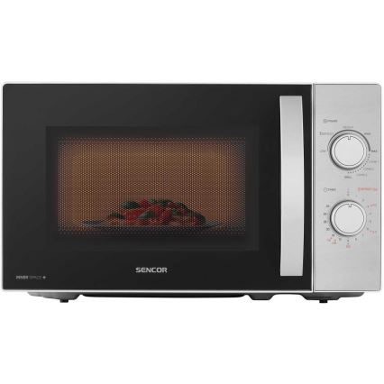Sencor - Mikroaaltouuni grillitoiminnolla 700W/1000W/230V 20 l mattakromi