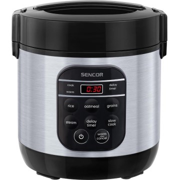 Sencor - Monitoiminen riisinkeitin 350W/230V 0,6 l ruostumaton/musta