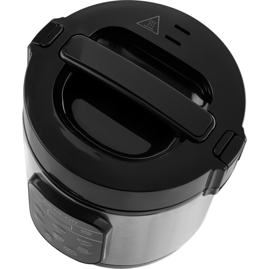 Sencor - Monitoiminen riisinkeitin 350W/230V 0,6 l ruostumaton/musta
