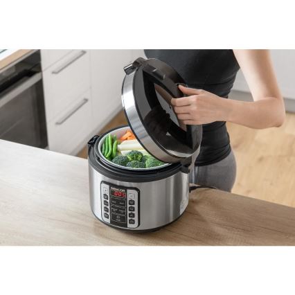 Sencor - Monitoiminen riisinkeitin 700W/230V 1,5 l ruostumaton teräs/musta