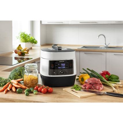 Sencor - Monitoiminen sähköinen painekattila 5,5 l 1000W/230V valkoinen/musta