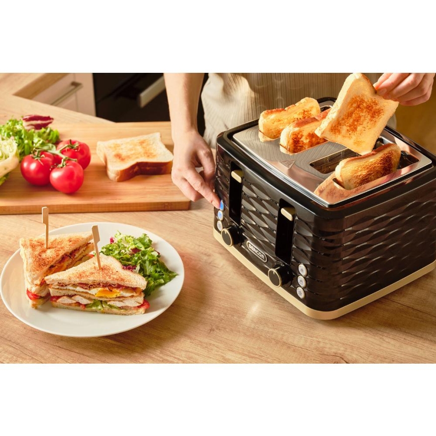 Sencor - nelipaikkainen leivänpaahdin 1600W/230V musta/beige