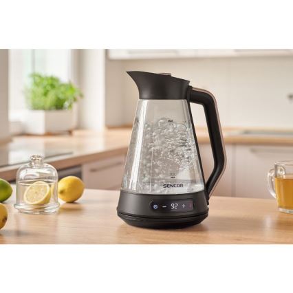 Sencor - nopea vedenkeitin lämpötilansäädöllä, 1,5 l, 2150 W/230 V, musta/ruusukulta