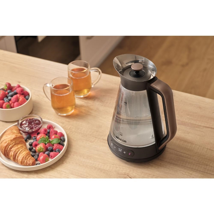 Sencor - nopea vedenkeitin lämpötilansäädöllä, 1,5 l, 2150 W/230 V, musta/ruusukulta