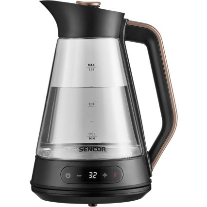 Sencor - nopea vedenkeitin lämpötilansäädöllä, 1,5 l, 2150 W/230 V, musta/ruusukulta