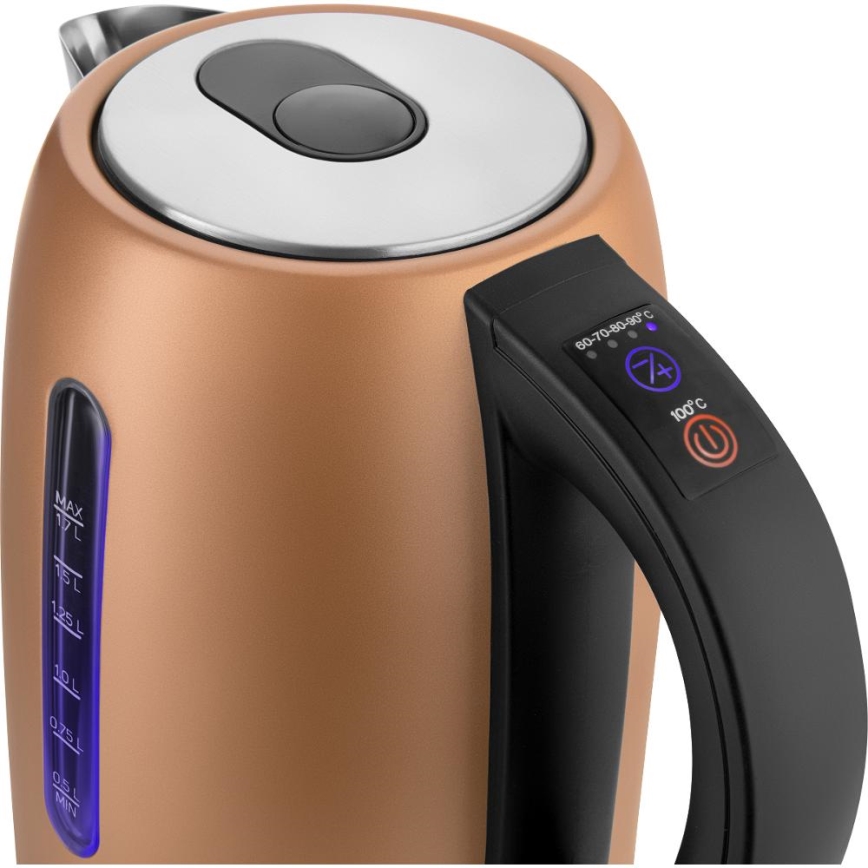 Sencor - Nopea vedenkeitin lämpötilansäädöllä 1,7 l 2150W/230V kuparinvärinen