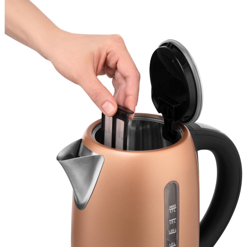 Sencor - Nopea vedenkeitin lämpötilansäädöllä 1,7 l 2150W/230V kuparinvärinen