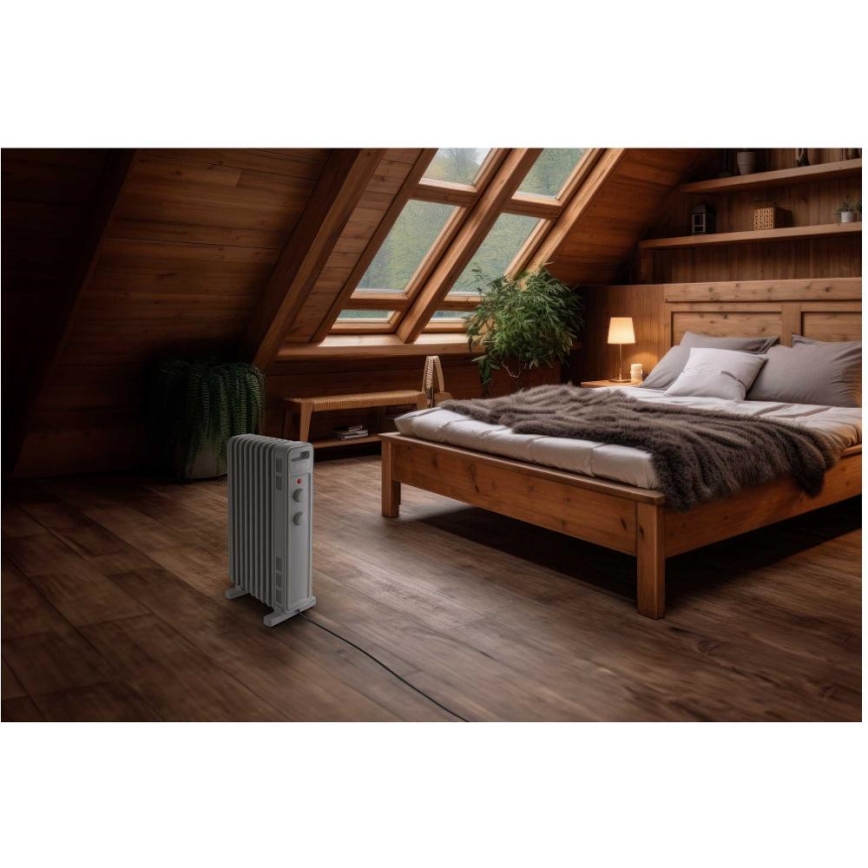 Sencor - Öljytäytteinen patteri, 9-levyinen, 800/1200/2000W/230V, valkoinen