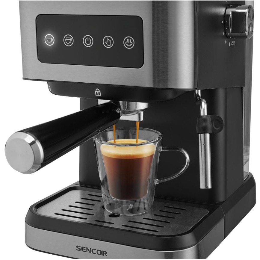 Sencor - Portafiltterilla varustettu espressokeitin 1050W/230V musta/mattakromi