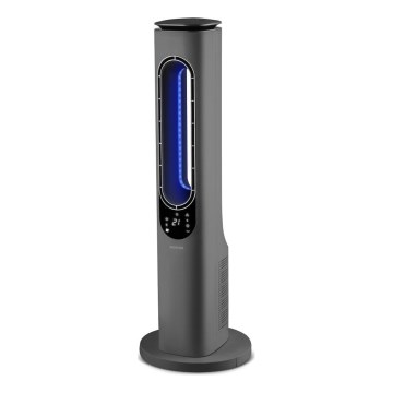Sencor - Pylväsmainen siivetön tuuletin keraamisella lämmityselementillä 1200/2000W/230V antrasiitinharmaa + kaukosäädin