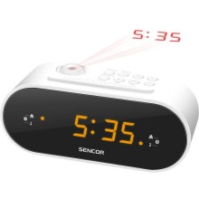 Sencor - Radioherätyskello LED-näytöllä ja projektorilla 5W/230V valkoinen