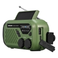 Sencor - Retkiradio veivillä, aurinkopaneelilla ja LED-taskulampulla 5V/2000 mAh IPX4, vihreä