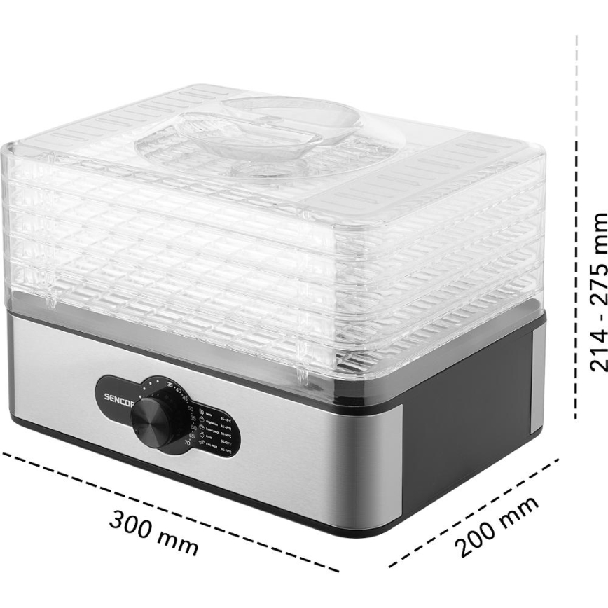 Sencor - Ruokakuivuri lämpötilansäädöllä 700W/230V