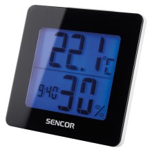 Sencor - Sääasema LCD-näytöllä ja herätyskellolla 1xAA musta