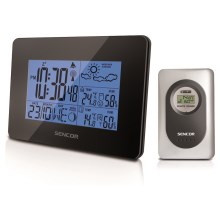 Sencor - Sääasema LCD-näytöllä ja herätyskellolla 3xAA musta