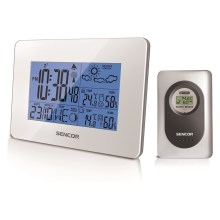Sencor - Sääasema LCD-näytöllä ja herätyskellolla 3xAA valkoinen