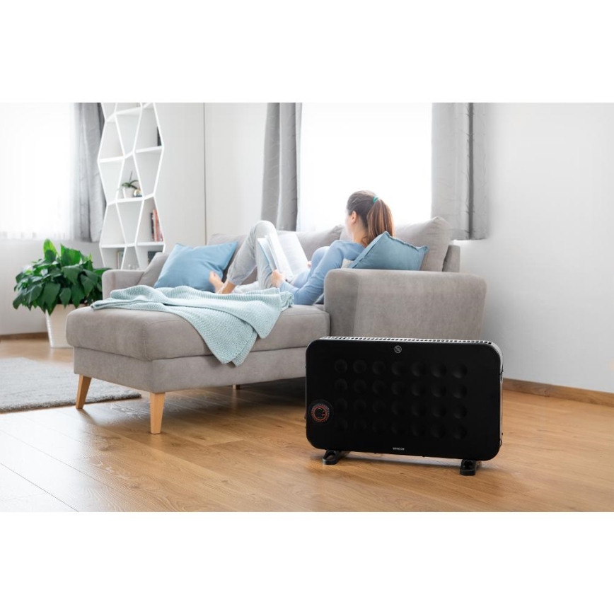 Sencor - Sähköinen konvektorilämmitin 750/1250/2000W/230V termostaatti IP24 musta