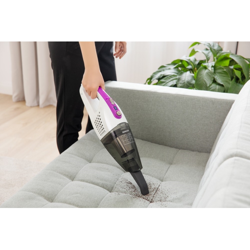 Sencor - Varsi-imuri sähköisellä pyörivällä harjalla 2in1 110W/14,8V 2200 mAh valkoinen
