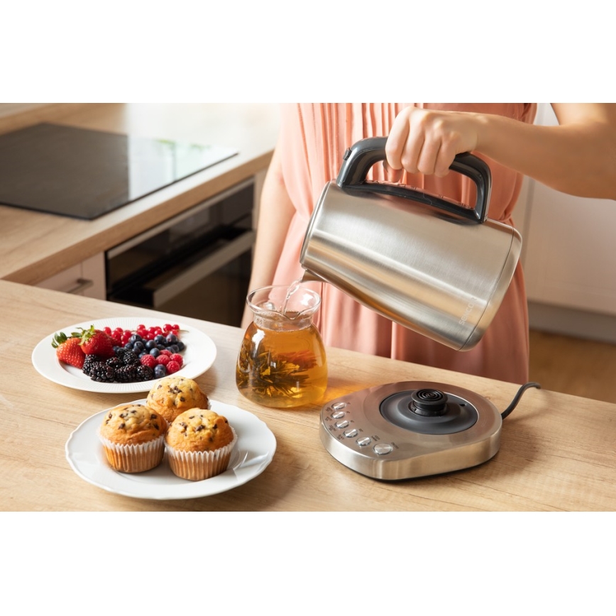 Sencor - Vedenkeitin lämpösäätimellä 1,7 l 2200W/230V ruostumaton teräs