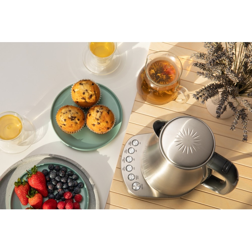 Sencor - Vedenkeitin lämpösäätimellä 1,7 l 2200W/230V ruostumaton teräs