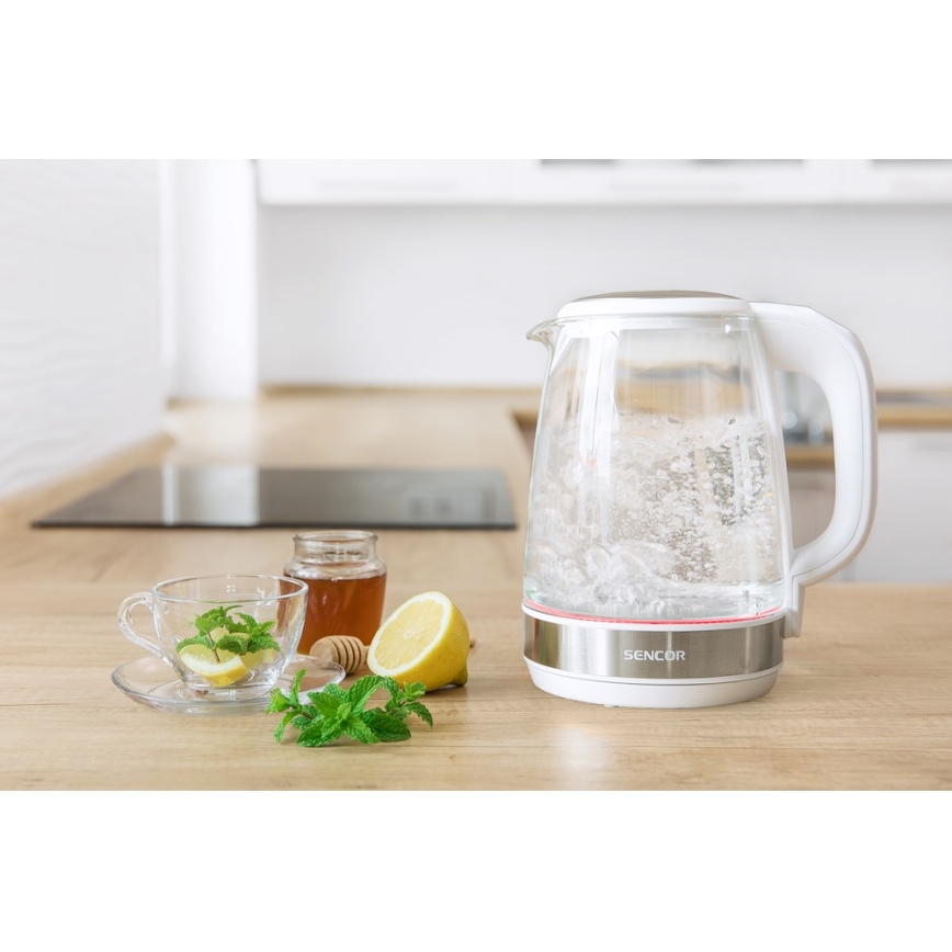 Sencor - Vedenkeitin lämpösäätimellä 2 l 2200W/230V valkoinen