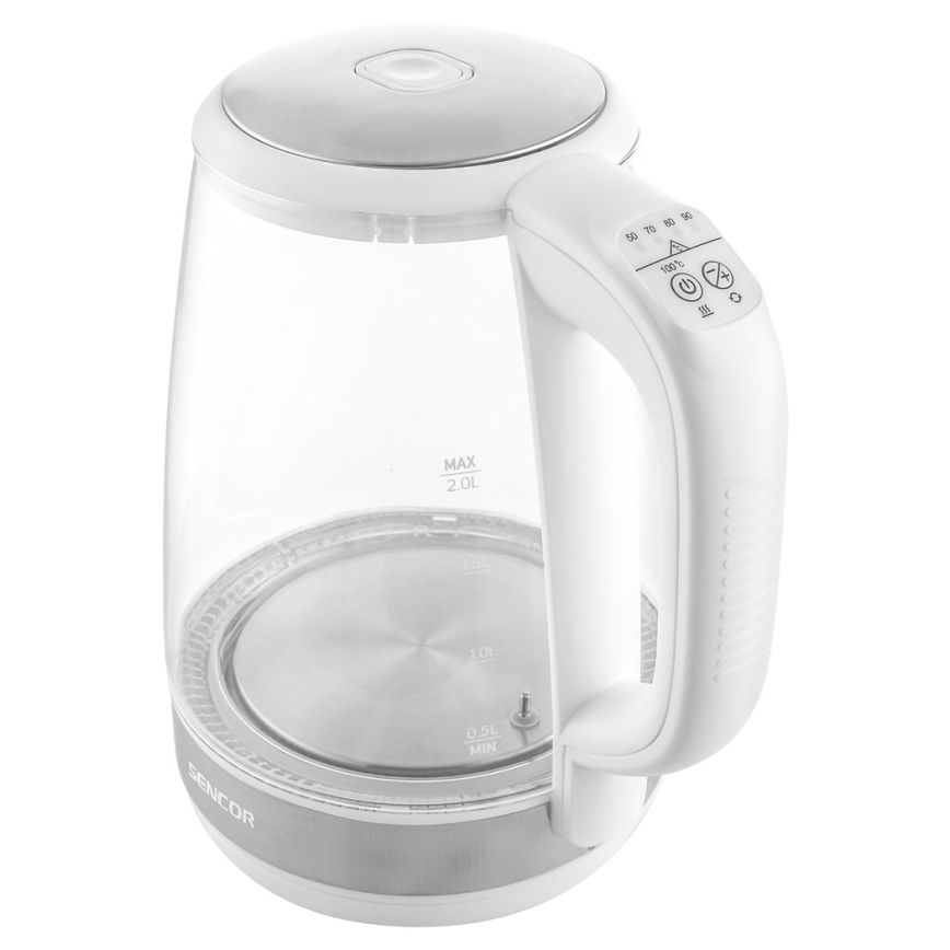 Sencor - Vedenkeitin lämpösäätimellä 2 l 2200W/230V valkoinen