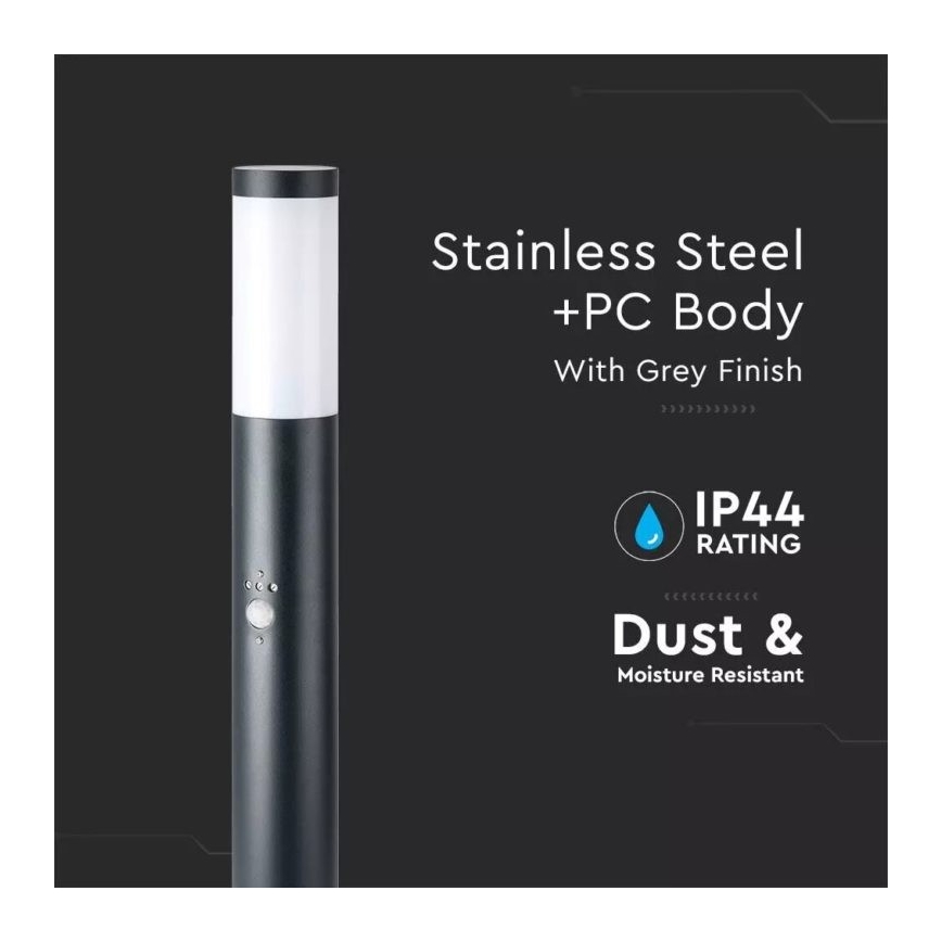 Sensorilla varustettu ulkovalaisin 1xE27 / 60W / 230V IP44 110cm harmaa