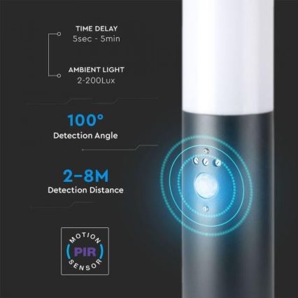 Sensorilla varustettu ulkovalaisin 1xE27 / 60W / 230V IP44 45cm harmaa