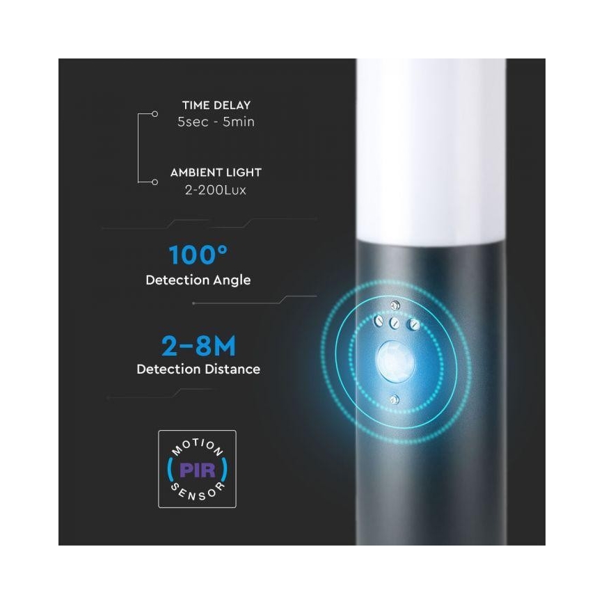 Sensorilla varustettu ulkovalaisin 1xE27 / 60W / 230V IP44 45cm harmaa