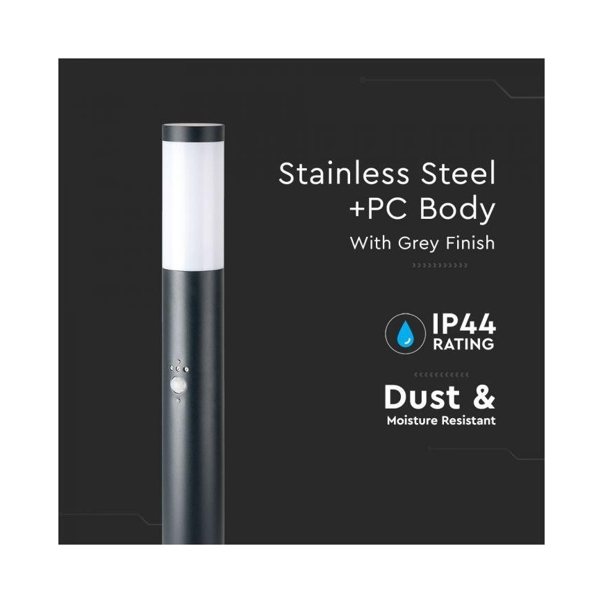 Sensorilla varustettu ulkovalaisin 1xE27 / 60W / 230V IP44 80cm harmaa