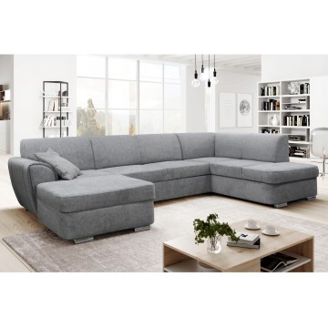 SERPA U-muotoinen avattava oikeanpuoleinen kulmasohva säilytystilalla, harmaa