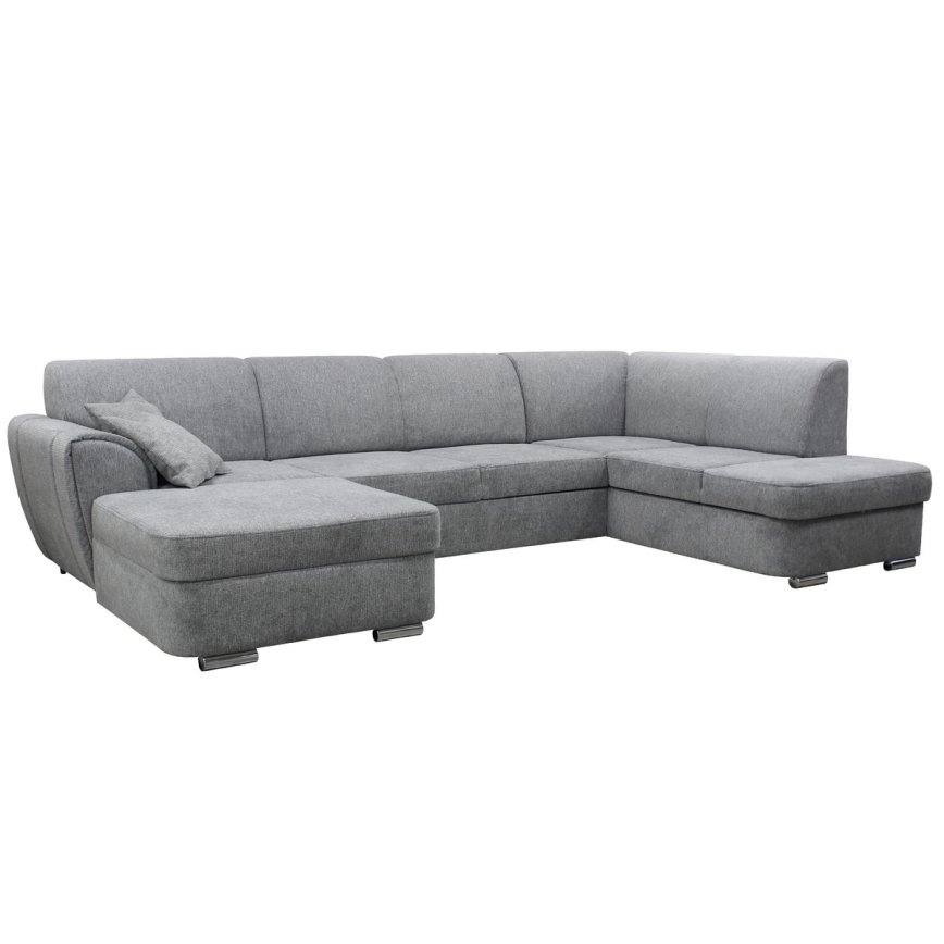SERPA U-muotoinen avattava oikeanpuoleinen kulmasohva säilytystilalla, harmaa