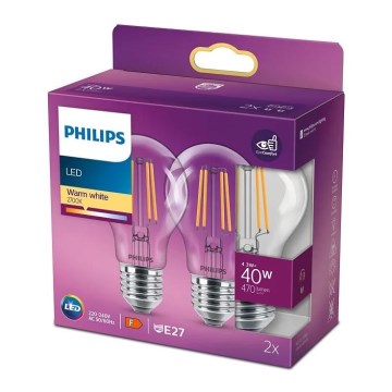 SET 2x LED Polttimo VINTAGE Philips A60 E27/4,3W/230V 2700K