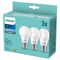 SET 3x LED-polttimo Philips A60 E27/8W/230V 6500K