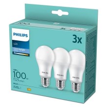 SET 3x LED-polttimo Philips A67 E27/13W/230V 6500K