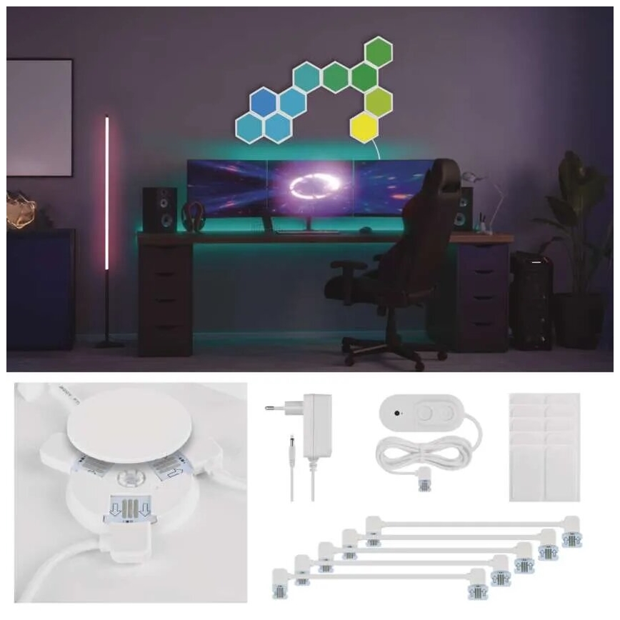 SETTI 10x RGBIC Himmennyspaneeli LED/1,9W/230V Wi-Fi Tuya