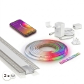 SETTI 1x himmennettävä RGBW-LED-valonauha Philips Hue WHITE AND COLOR AMBIANCE LED/20W/230V 2 m + 2x upotettava profiili 1 m hopea/valkoinen