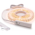 Setti 1x LED-nauha liiketunnistimella FLEX LED/3,6W/4xAA 2 m + 2x upotettava profiili 1 m hopea/valkoinen