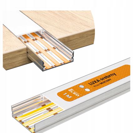 SETTI 1x LED-nauha MYLIVING LIGHTSTRIP LED/22W/230V 5 m + 5x sisäänrakennettava profiili 1 m hopea/valkoinen