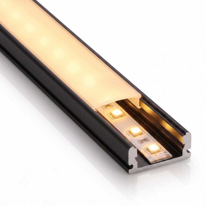 SETTI 1x LED-nauha MYLIVING LIGHTSTRIP LED/22W/230V 5 m + 5x upotettava profiili 1 m musta/valkoinen