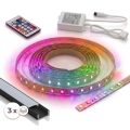 SETTI 1x LED RGBW himmennettävä nauha DIGITAL LED/9,6W/230V 3 m + 3x uppoasennettava profiili 1 m musta/valkoinen + kaukosäädin