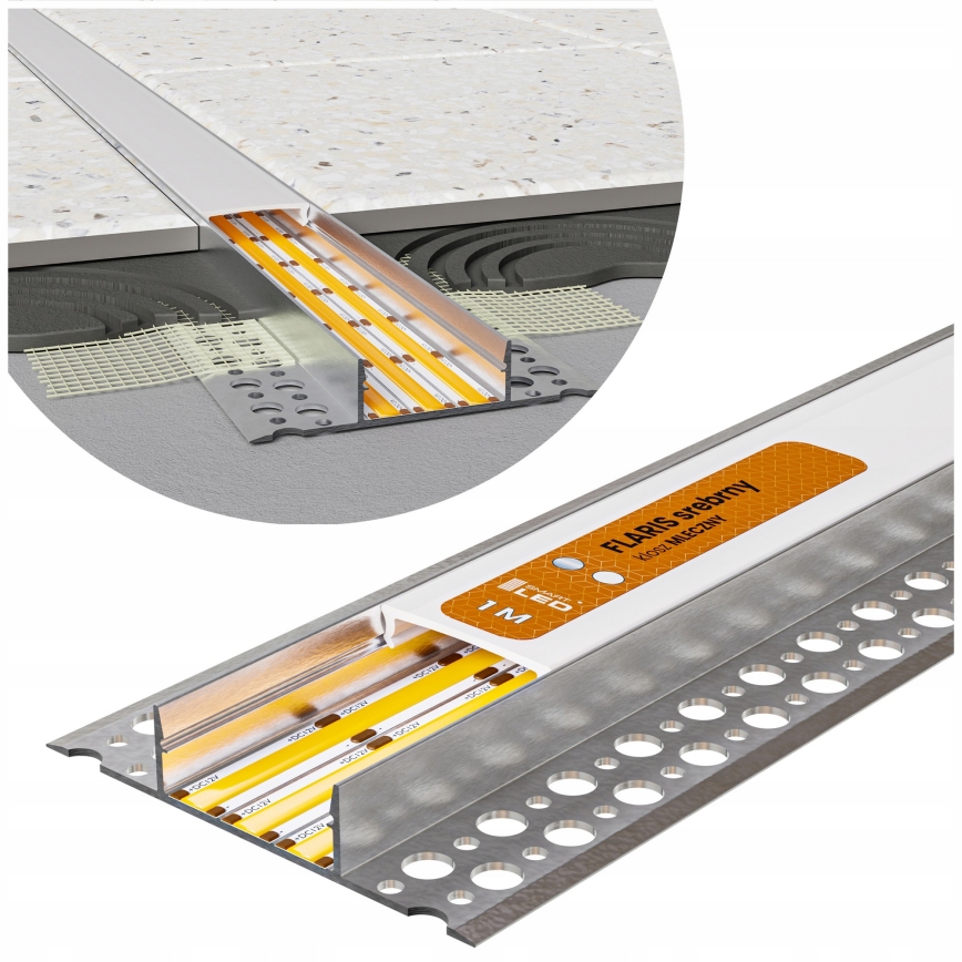 SETTI 1x LED RGBW himmennettävä nauha DIGITAL LED/16,5W/230V 5 m + 5x upotettava profiili 1 m hopea/valkoinen + kaukosäädin