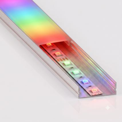 SETTI 1x LED RGBW himmennettävä nauha NEO LITE MUSIC LED/24W/230V 5 m IP65 Wi-Fi Tuya + 5x upotettava profiili 1 m hopea/valkoinen + kaukosäädin