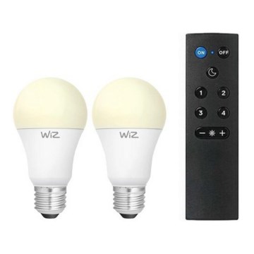 Setti 2 kpl himmennettäviä LED-lamppuja A60 E27/9W/230V 2700K Wi‑Fi + kaukosäädin - WiZ