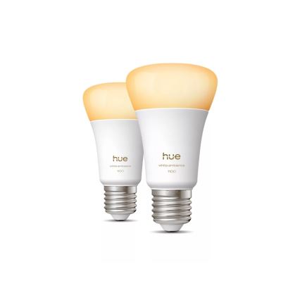 Setti 2 kpl himmennettäviä Philips Hue WHITE AMBIANCE LED-lamppuja E27/8,1W/230V 1000-20000K