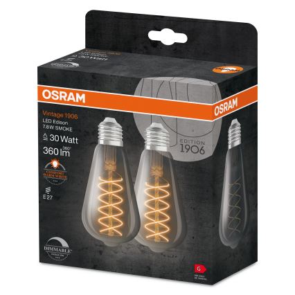 Setti 2 kpl himmennettäviä LED-lamppuja, Vintage Filament, kanta E27, 4,8 W / 230 V, 2200 K — Osram