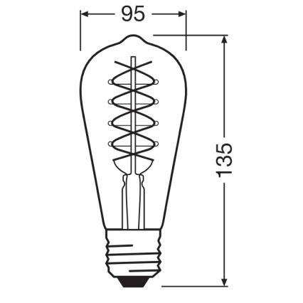 Setti 2 kpl himmennettäviä LED-lamppuja, Vintage Filament, kanta E27, 4,8 W / 230 V, 2200 K — Osram