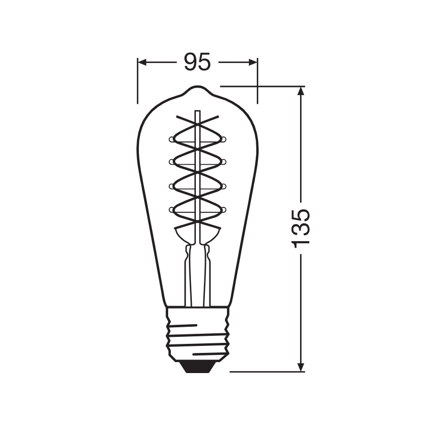 Setti 2 kpl himmennettäviä LED-lamppuja, Vintage Filament, kanta E27, 4,8 W / 230 V, 2200 K — Osram