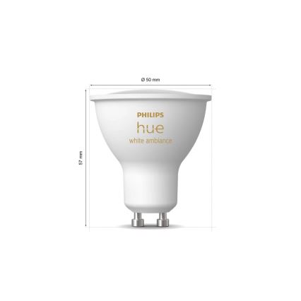 Setti 2 kpl himmennettäviä LED-lamppuja Philips Hue WHITE AMBIANCE GU10/4,2W/230V 2200-6500K + himmenninkytkin